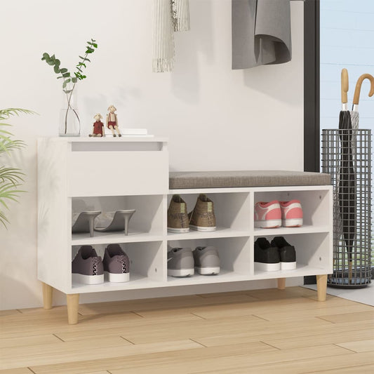 Schuhregal Hochglanz-Weiß 102x36x60 cm Holzwerkstoff - Pazzar.ch