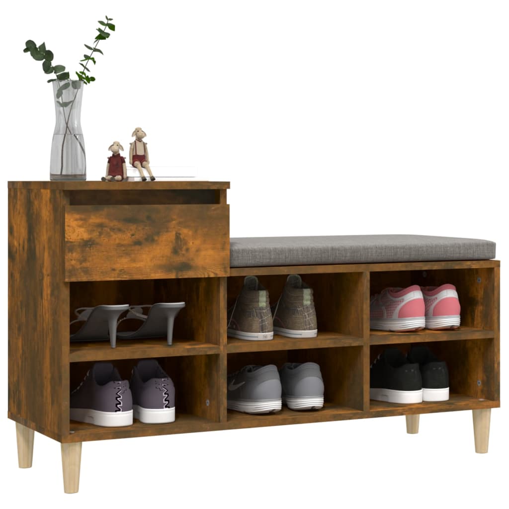 Schuhregal Räuchereiche 102x36x60 cm Holzwerkstoff - Pazzar.ch