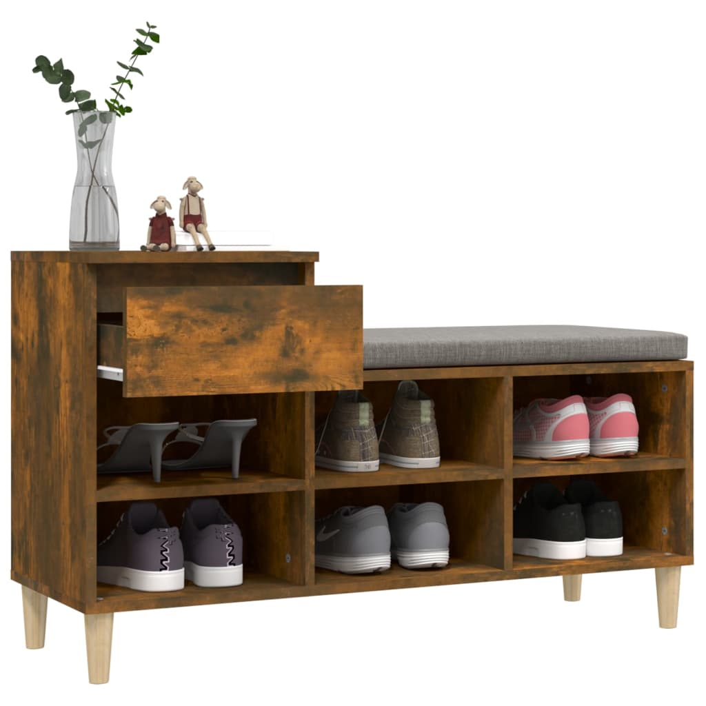 Schuhregal Räuchereiche 102x36x60 cm Holzwerkstoff - Pazzar.ch