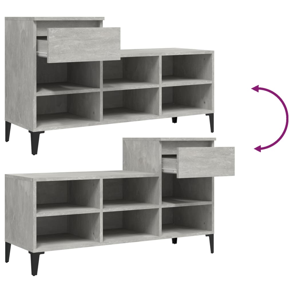 Schuhregal Betongrau 102x36x60 cm Holzwerkstoff - Pazzar.ch