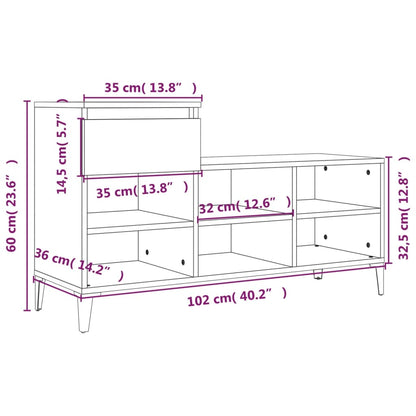 Schuhregal Grau Sonoma 102x36x60 cm Holzwerkstoff - Pazzar.ch