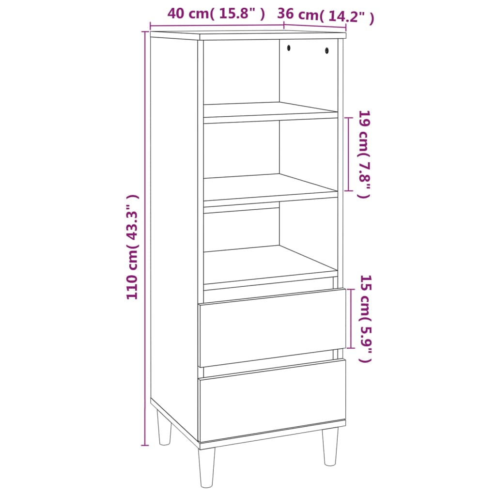 Highboard Betongrau 40x36x110 cm Holzwerkstoff - Pazzar.ch