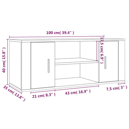 TV-Schrank Betongrau 100x35x40 cm Holzwerkstoff - Pazzar.ch