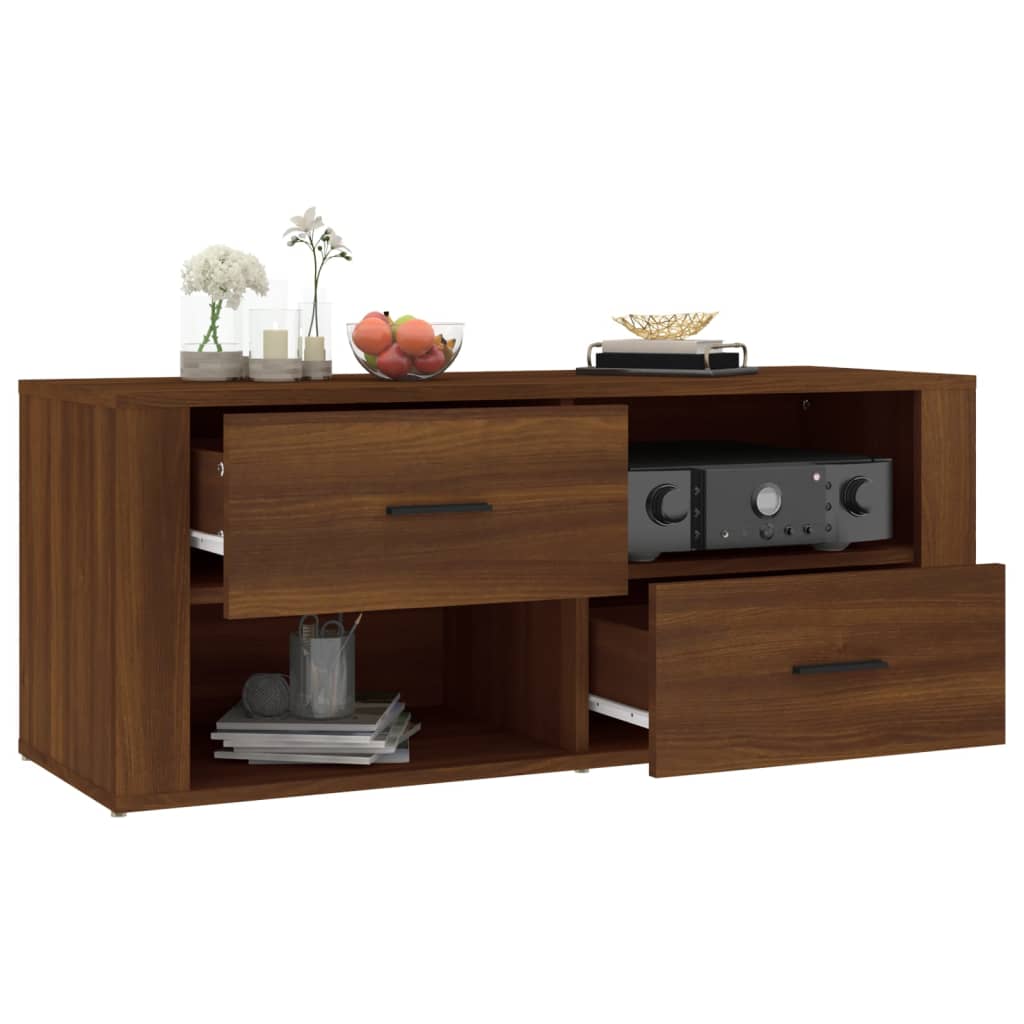 TV-Schrank Braun Eichen-Optik 100x35x40 cm Holzwerkstoff - Pazzar.ch