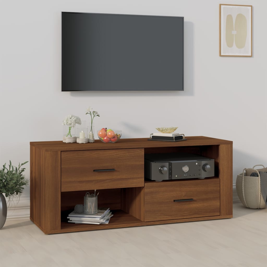 TV-Schrank Braun Eichen-Optik 100x35x40 cm Holzwerkstoff - Pazzar.ch