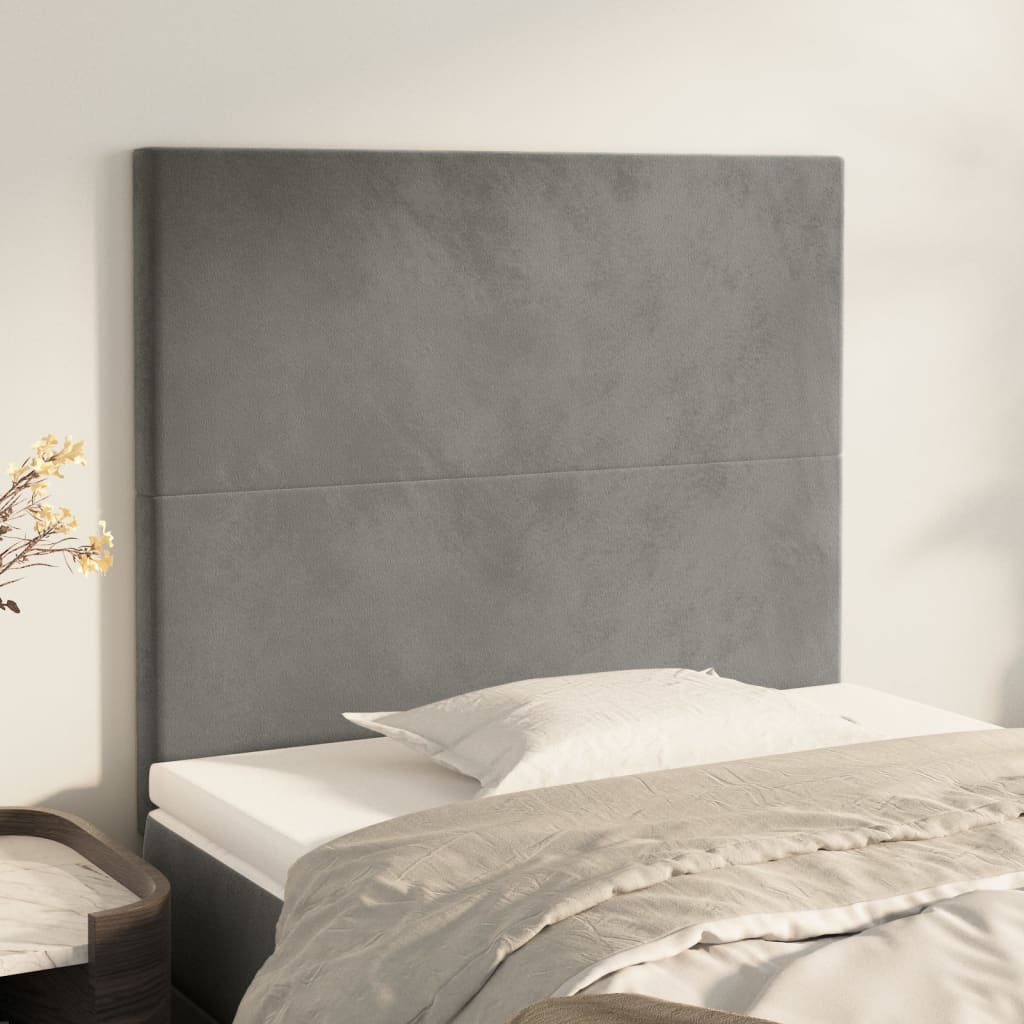 Kopfteile 2 Stk. Hellgrau 100x5x78/88 cm Samt - Pazzar.ch
