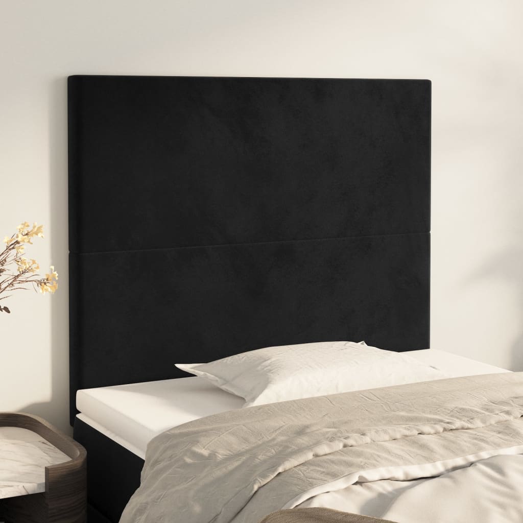 Kopfteile 2 Stk. Schwarz 100x5x78/88 cm Samt - Pazzar.ch