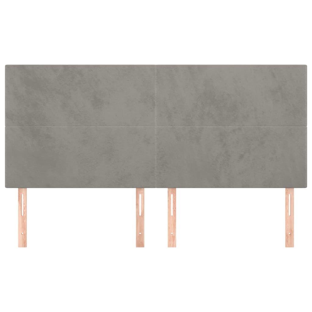 Kopfteile 4 Stk. Hellgrau 100x5x78/88 cm Samt