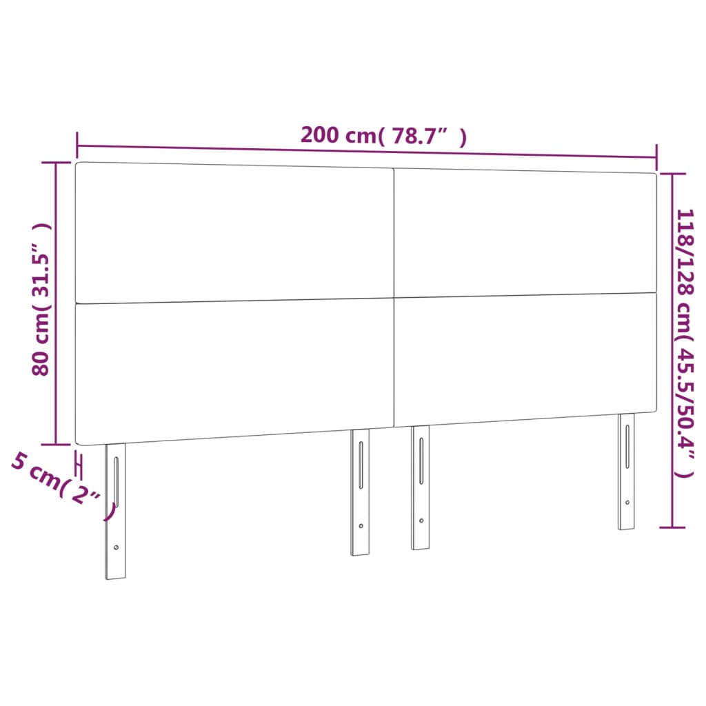 Kopfteile 4 Stk. Hellgrau 100x5x78/88 cm Samt - Pazzar.ch