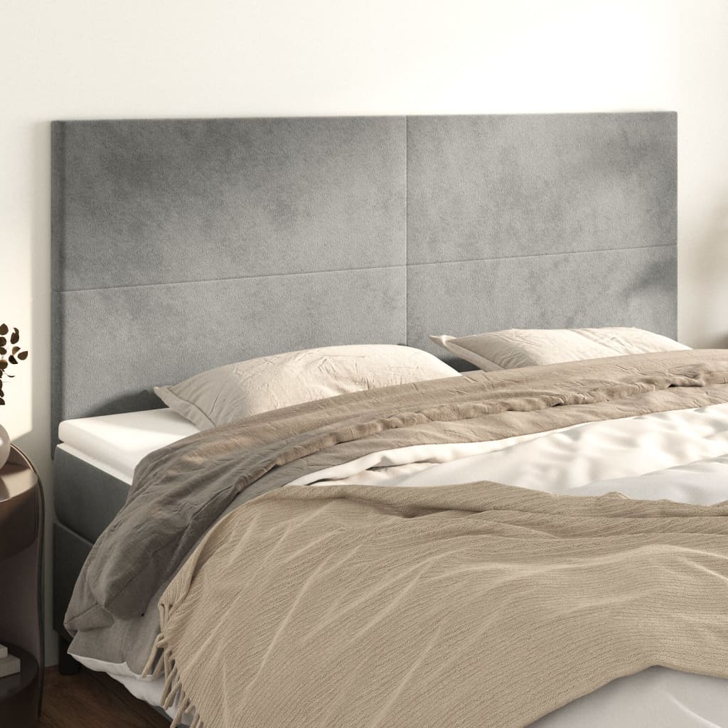 Kopfteile 4 Stk. Hellgrau 100x5x78/88 cm Samt - Pazzar.ch
