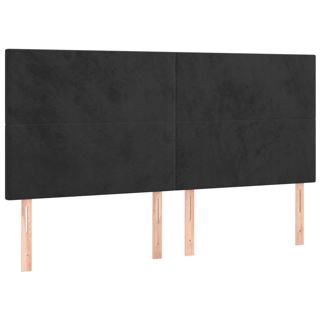 Kopfteile 4 Stk. Schwarz 100x5x78/88 cm Samt - Pazzar.ch