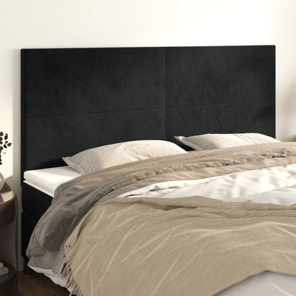 Kopfteile 4 Stk. Schwarz 100x5x78/88 cm Samt - Pazzar.ch
