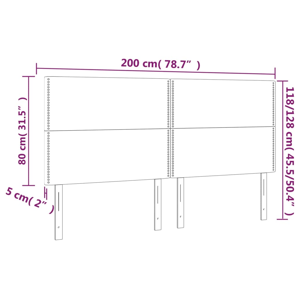 Kopfteile 4 Stk. Hellgrau 100x5x78/88 cm Stoff - Pazzar.ch