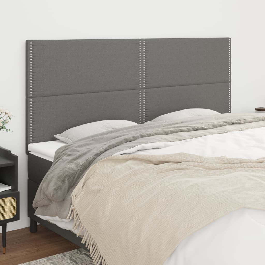Kopfteile 4 Stk. Dunkelgrau 100x5x78/88 cm Stoff - Pazzar.ch