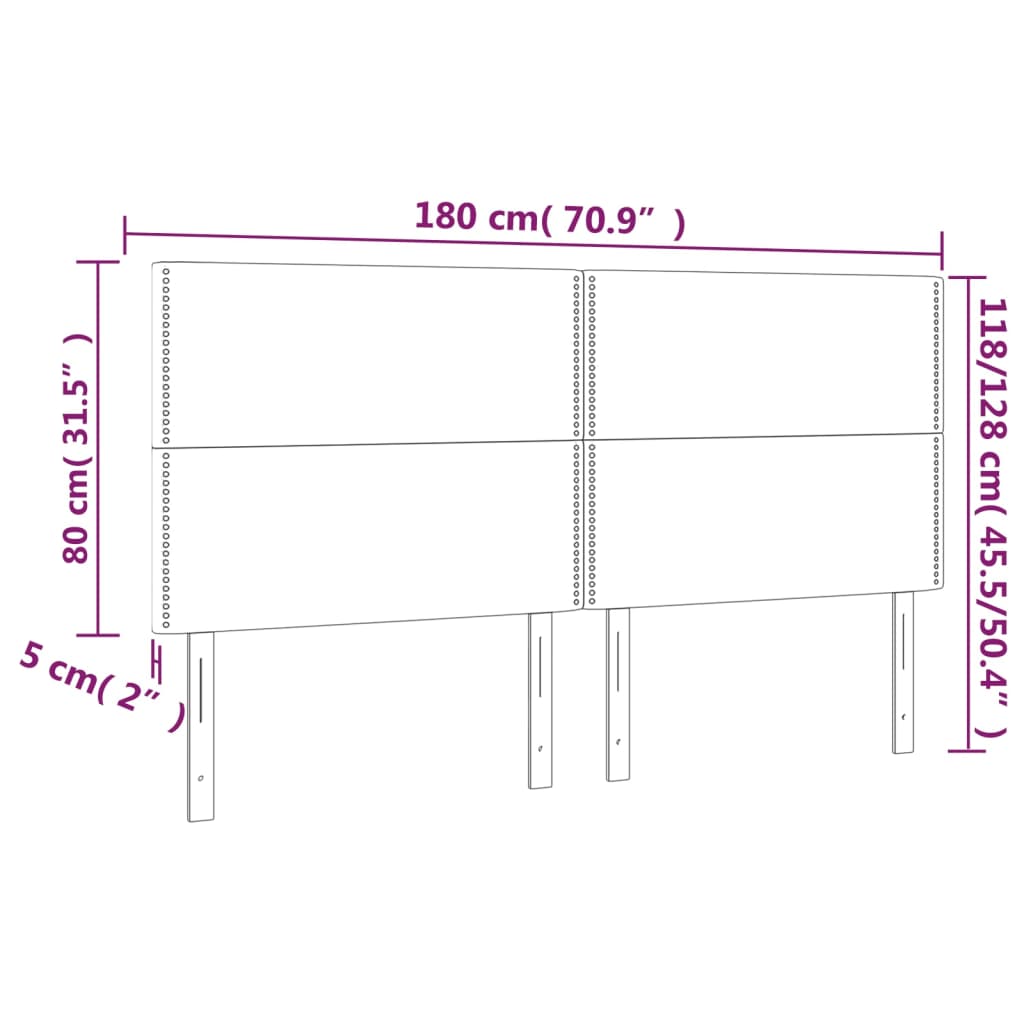 Kopfteile 4 Stk. Dunkelgrau 90x5x78/88 cm Samt - Pazzar.ch