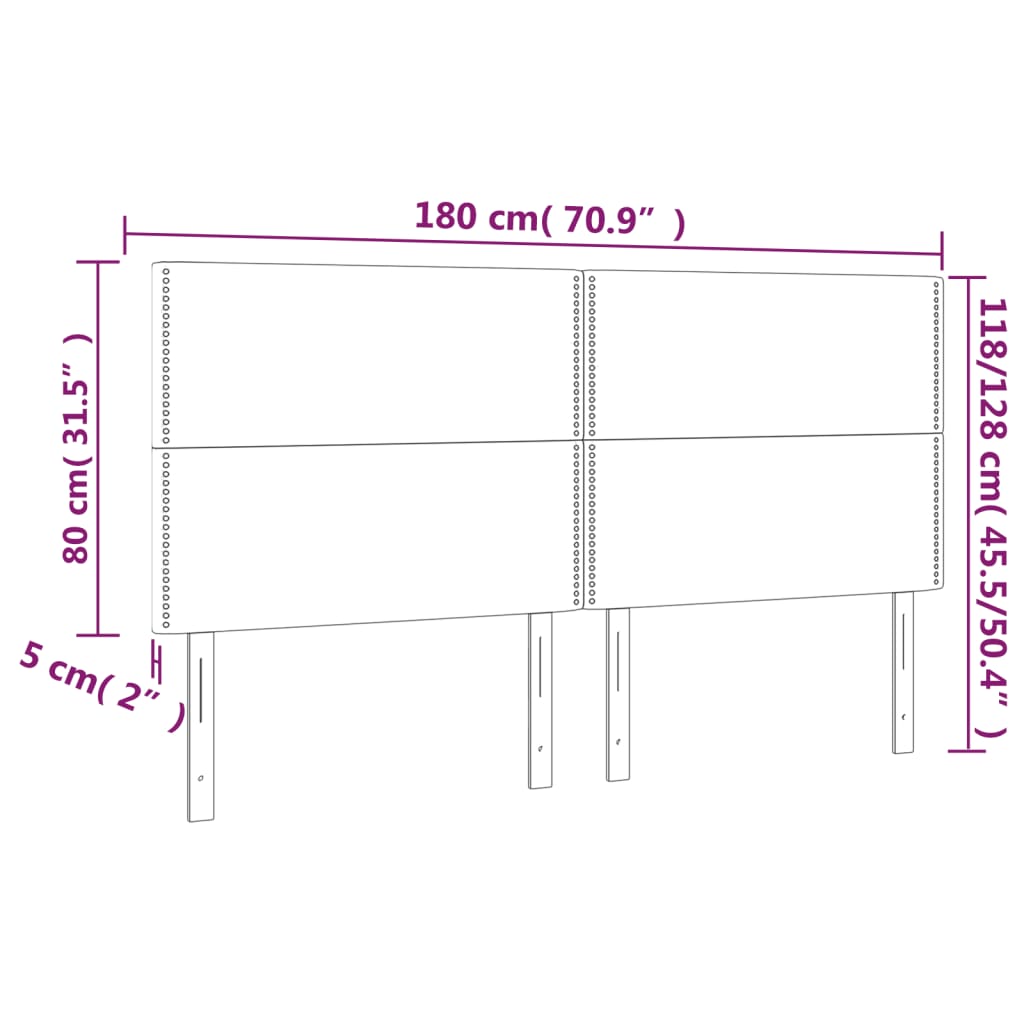 Kopfteile 4 Stk. Rosa 90x5x78/88 cm Samt