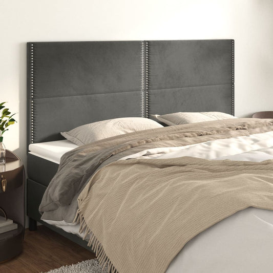 Kopfteile 4 Stk. Dunkelgrau 100x5x78/88 cm Samt - Pazzar.ch