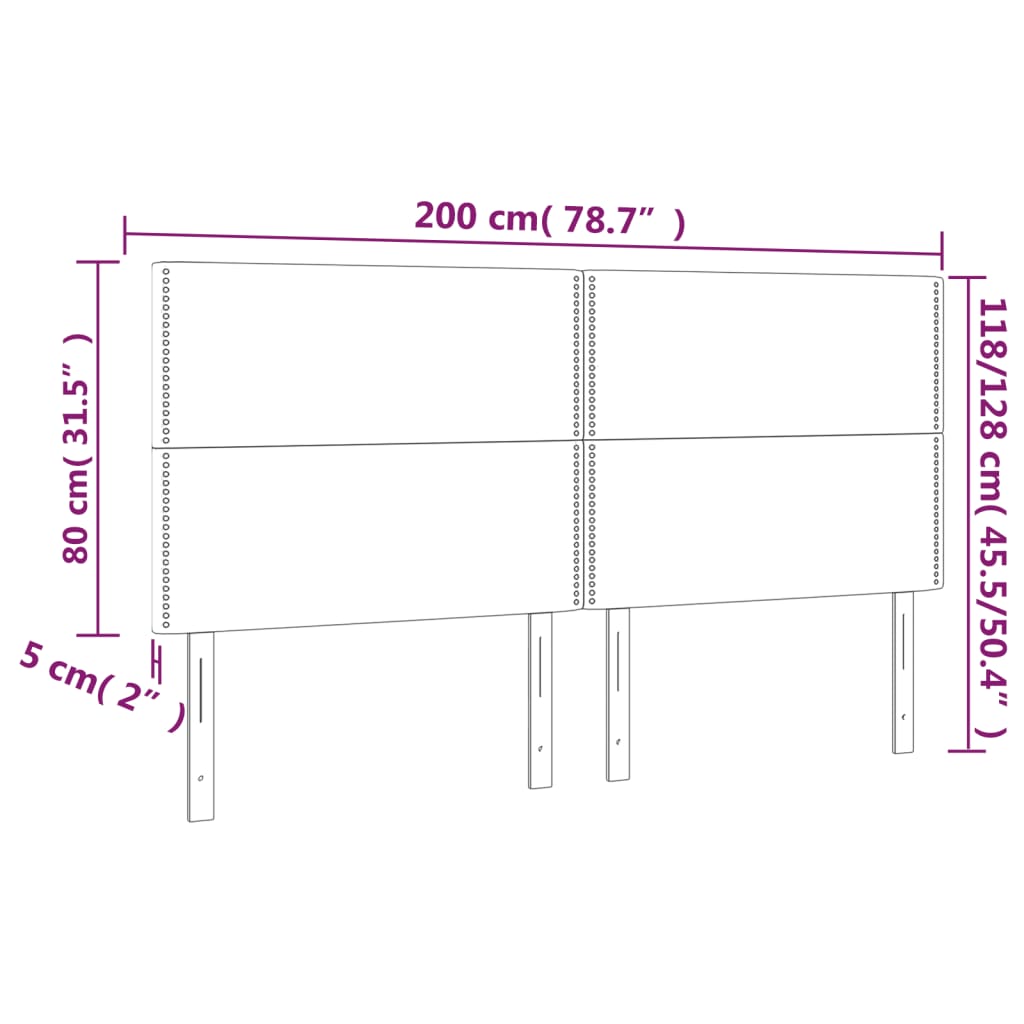 Kopfteile 4 Stk. Schwarz 100x5x78/88 cm Samt - Pazzar.ch