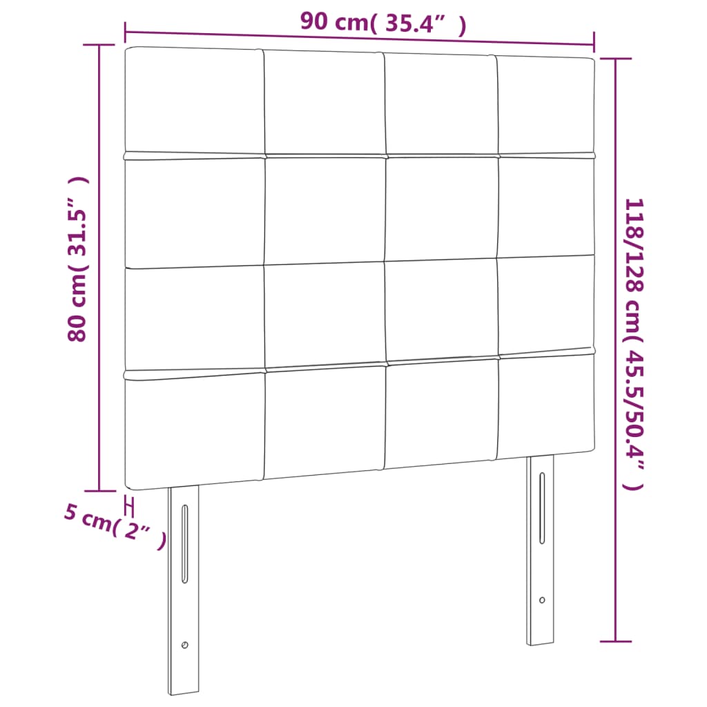 Kopfteile 2 Stk. Schwarz 90x5x78/88 cm Stoff
