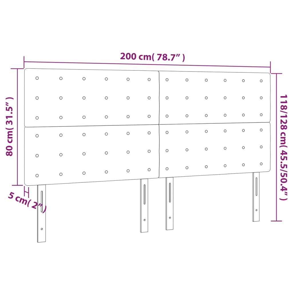 Kopfteile 4 Stk. Schwarz 100x5x78/88 cm Kunstleder