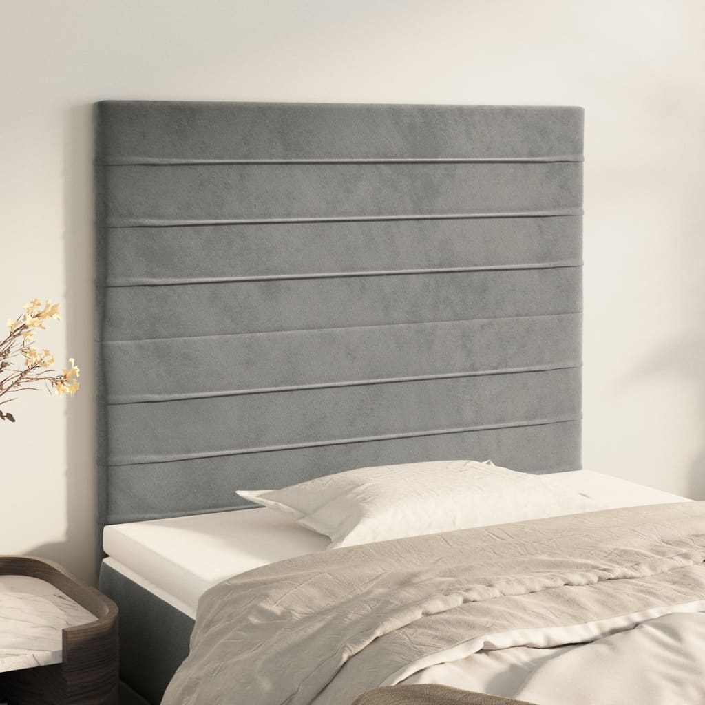 Kopfteile 2 Stk. Hellgrau 100x5x78/88 cm Samt - Pazzar.ch