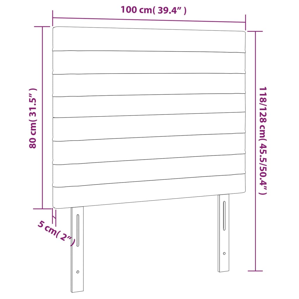 Kopfteile 2 Stk. Schwarz 100x5x78/88 cm Samt