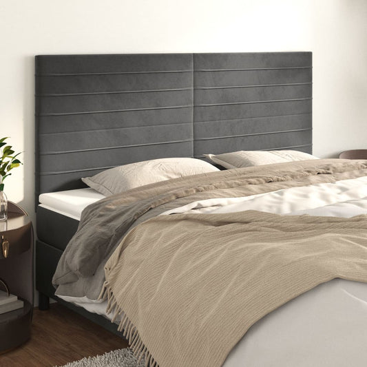Kopfteile 4 Stk. Dunkelgrau 80x5x78/88 cm Samt - Pazzar.ch