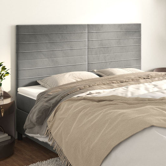 Kopfteile 4 Stk. Hellgrau 100x5x78/88 cm Samt - Pazzar.ch