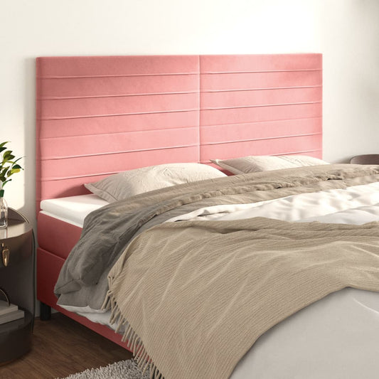 Kopfteile 4 Stk. Rosa 100x5x78/88 cm Samt - Pazzar.ch