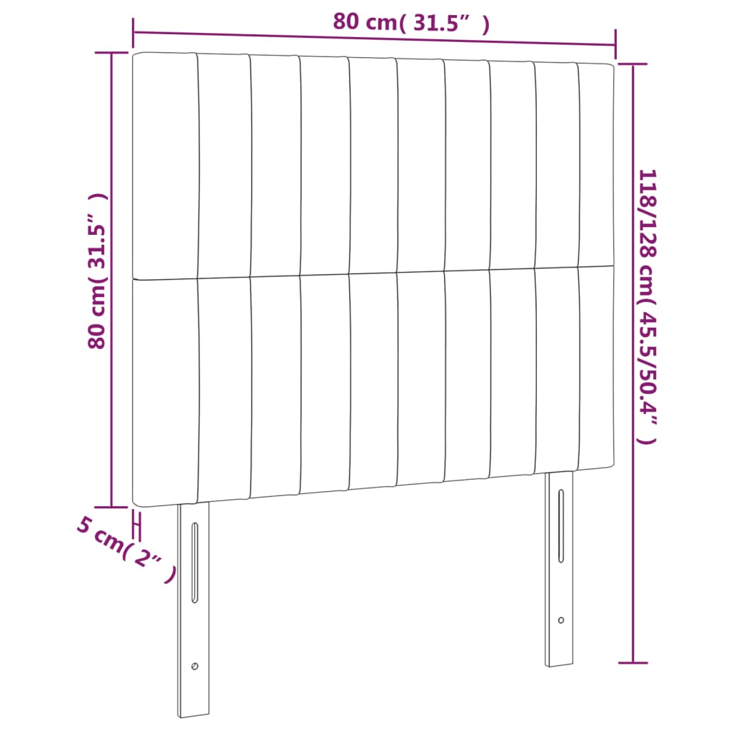 Kopfteile 2 Stk. Dunkelgrau 80x5x78/88 cm Samt