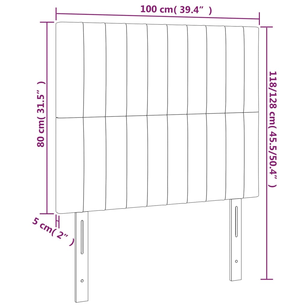 Kopfteile 2 Stk. Hellgrau 100x5x78/88 cm Samt - Pazzar.ch