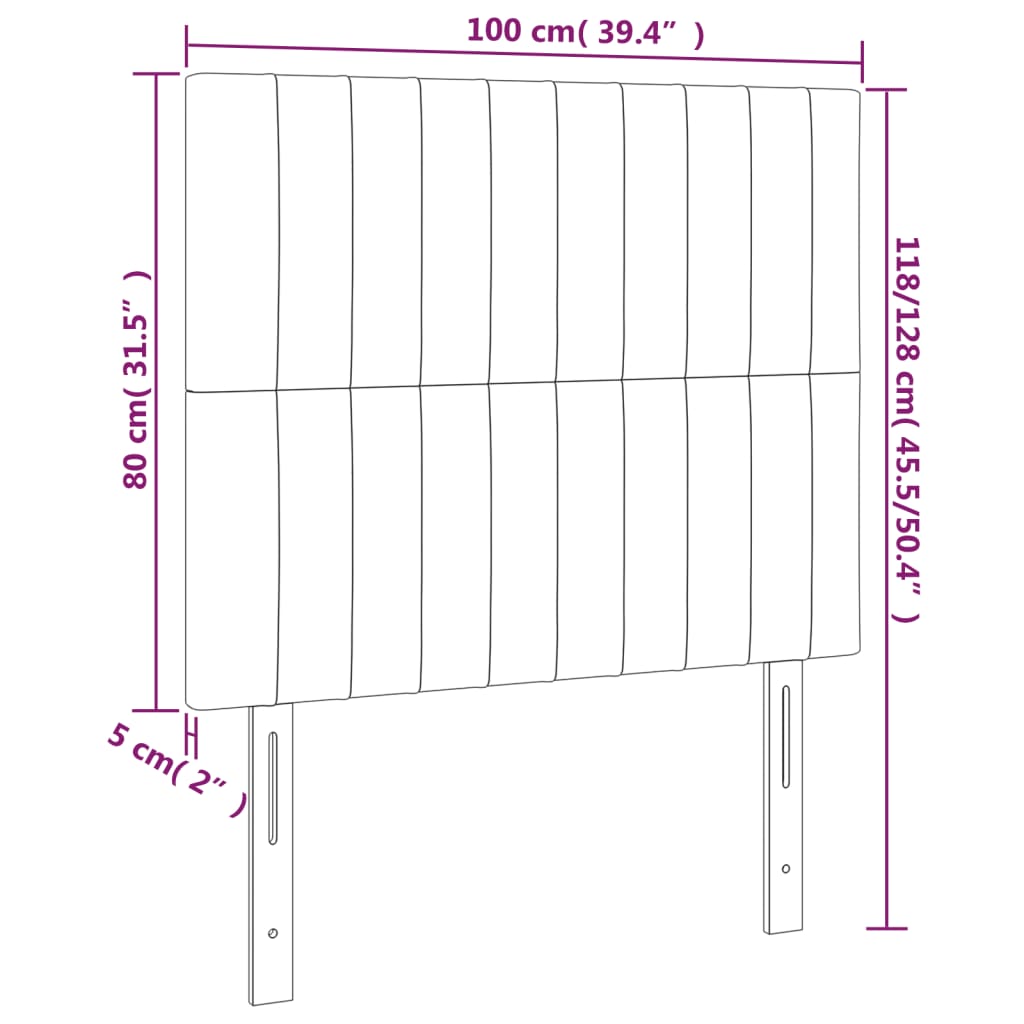 Kopfteile 2 Stk. Dunkelgrau 100x5x78/88 cm Samt