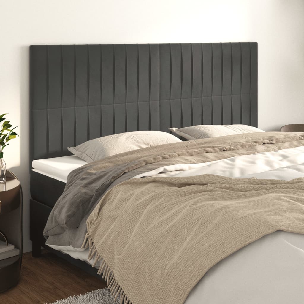 Kopfteile 4 Stk. Dunkelgrau 80x5x78/88 cm Samt - Pazzar.ch