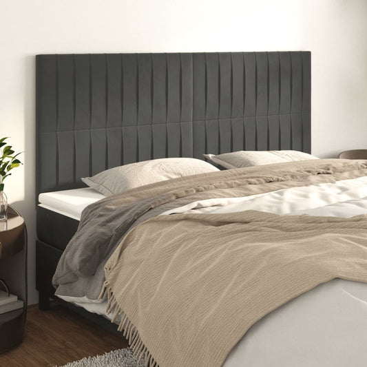 Kopfteile 4 Stk. Dunkelgrau 80x5x78/88 cm Samt - Pazzar.ch