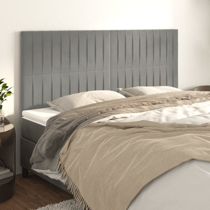 Kopfteile 4 Stk. Hellgrau 100x5x78/88 cm Samt - Pazzar.ch
