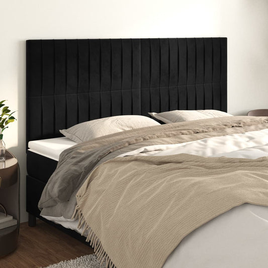 Kopfteile 4 Stk. Schwarz 100x5x78/88 cm Samt - Pazzar.ch