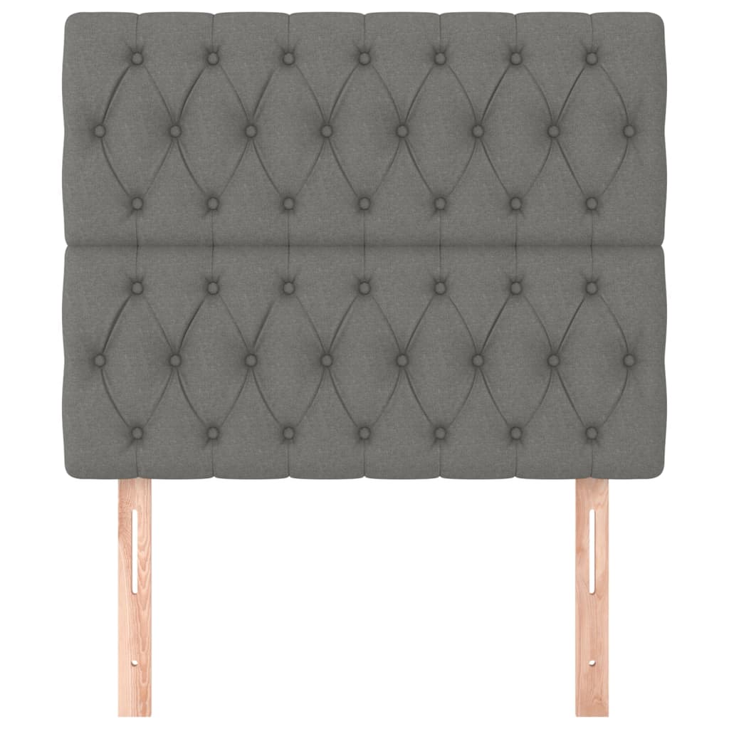 Kopfteile 2 Stk. Dunkelgrau 100x7x78/88 cm Stoff