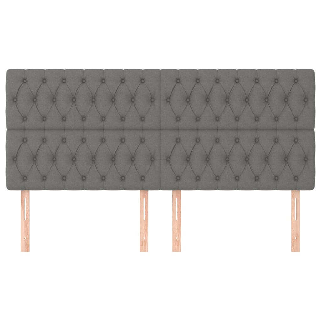 Kopfteile 4 Stk. Dunkelgrau 90x7x78/88 cm Stoff