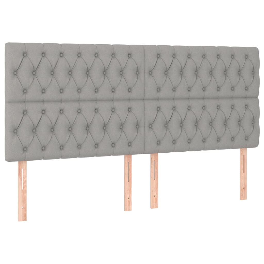 Kopfteile 4 Stk. Hellgrau 100x7x78/88 cm Stoff