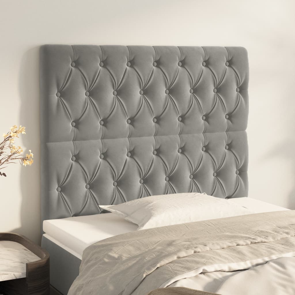 Kopfteile 2 Stk. Hellgrau 100x7x78/88 cm Samt - Pazzar.ch