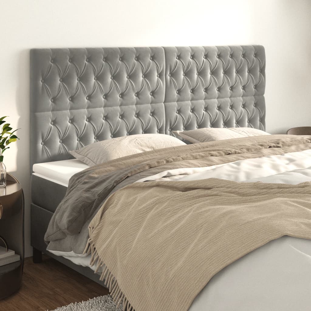 Kopfteile 4 Stk. Hellgrau 100x7x78/88 cm Samt - Pazzar.ch