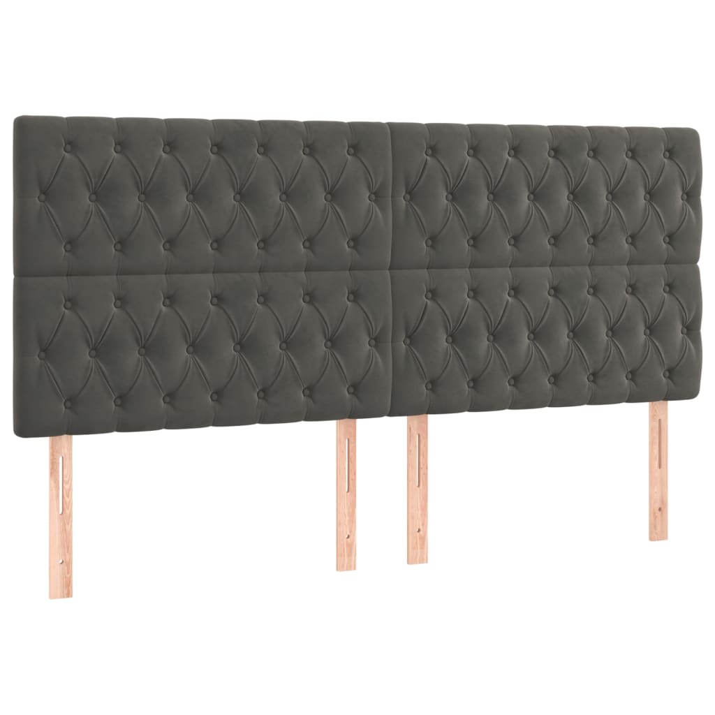 Kopfteile 4 Stk. Dunkelgrau 100x7x78/88 cm Samt - Pazzar.ch