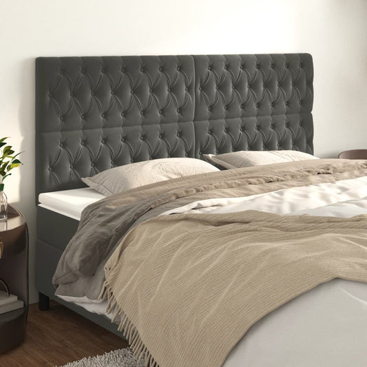 Kopfteile 4 Stk. Dunkelgrau 100x7x78/88 cm Samt - Pazzar.ch