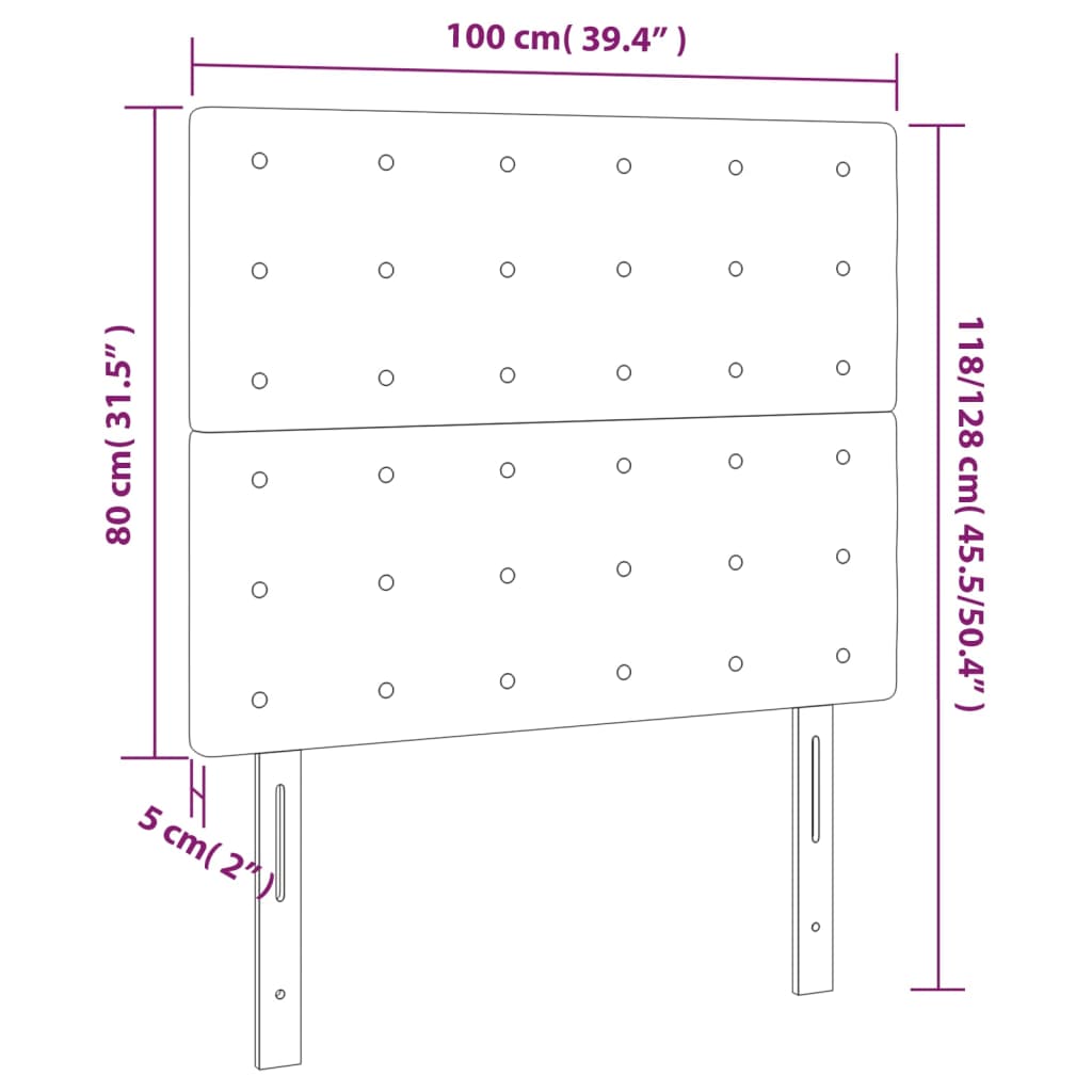 Kopfteile 2 Stk. Hellgrau 100x5x78/88 cm Samt - Pazzar.ch