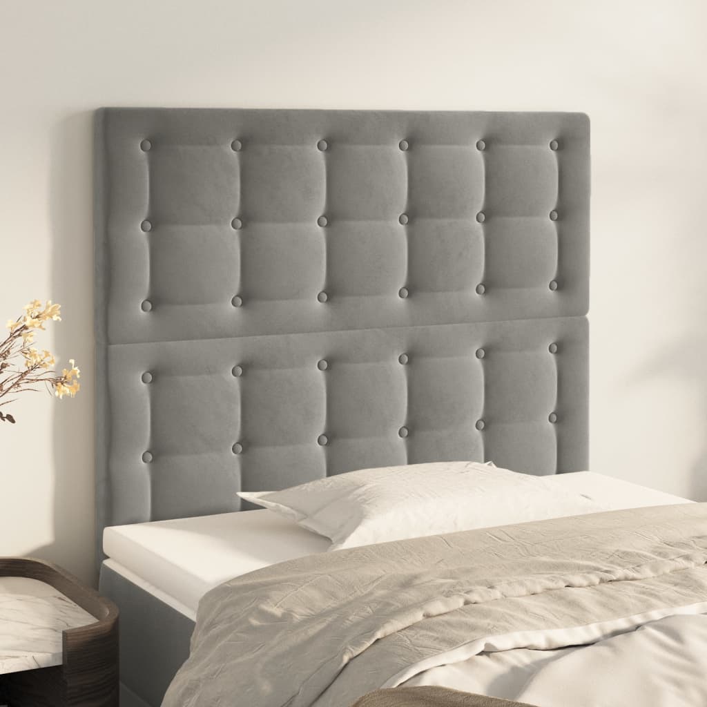 Kopfteile 2 Stk. Hellgrau 100x5x78/88 cm Samt - Pazzar.ch