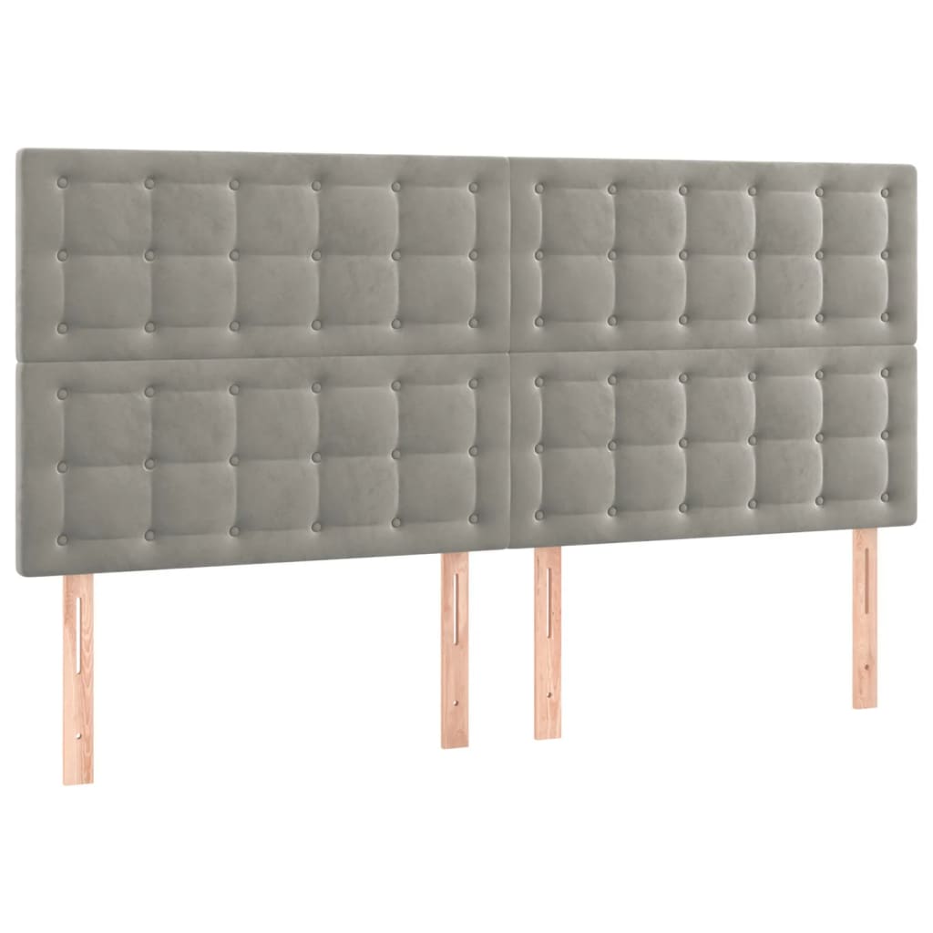 Kopfteile 4 Stk. Hellgrau 100x5x78/88 cm Samt - Pazzar.ch