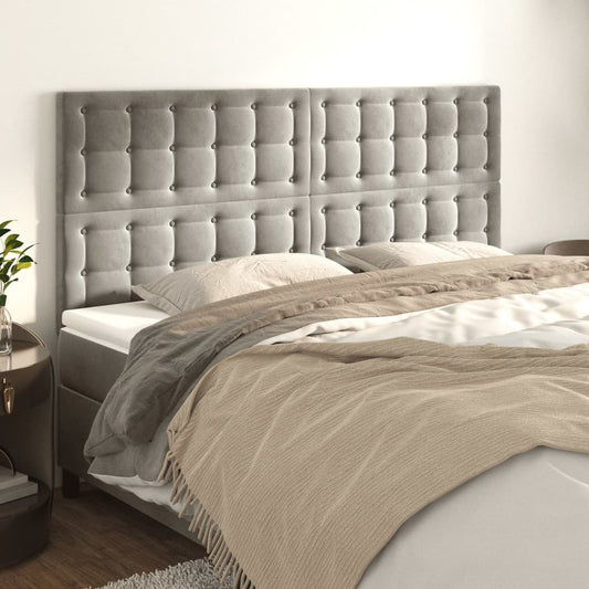 Kopfteile 4 Stk. Hellgrau 100x5x78/88 cm Samt - Pazzar.ch