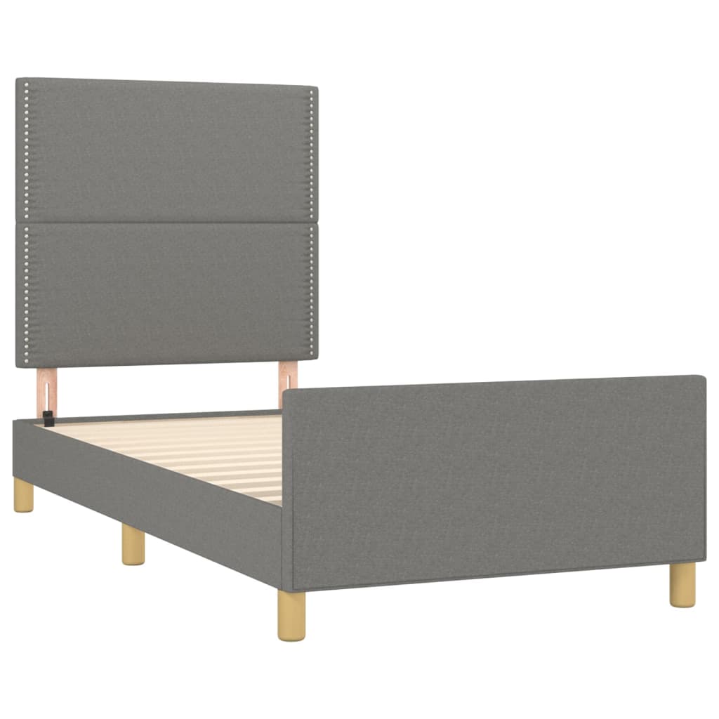 Bettgestell mit Kopfteil Dunkelgrau 80x200 cm Stoff - Pazzar.ch