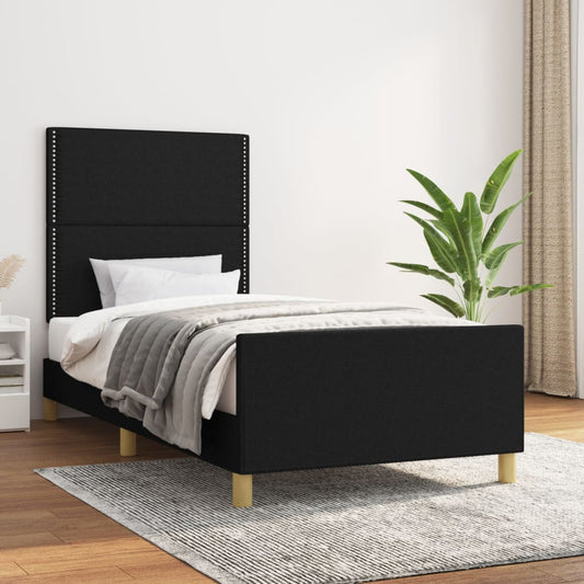 Bettgestell mit Kopfteil Schwarz 80x200 cm Stoff - Pazzar.ch