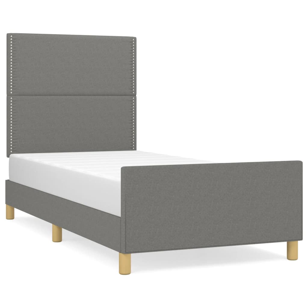 Bettgestell mit Kopfteil Dunkelgrau 90x190 cm Stoff - Pazzar.ch